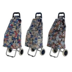 Lightweight Durable Printed Shopping Trolley 62x35x27 cm Easy Roll Design