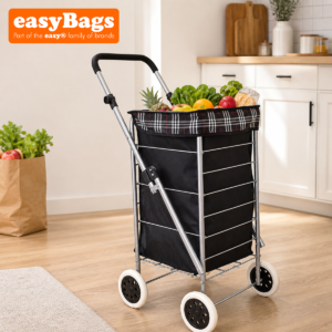 4 Wheel 64L Folding Shopping Trolley - 33 × 60 × 33 cm