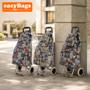 Lightweight Durable Printed Shopping Trolley 62x35x27 cm Easy Roll Design