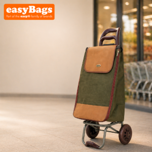 2 Wheel Faux Leather Lightweight Foldable Shopping Trolley - 30 × 39 × 60 cm