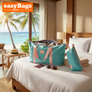 Stylish Duffel Bag & Toiletry Bag, Perfect Gym, Travel & Everyday Carry - Baby Blue