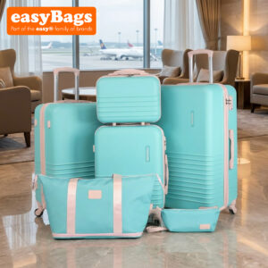 Fergana 6 Piece ABS Hard Shell Luggage Set Lightweight Spinner Suitcases TSA Lock Travel Set Baby Blue