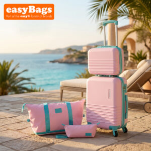 Fergana Cabin Luggage Set Carry On Spinner Suitcase TSA Lock Travel Set Baby Pink