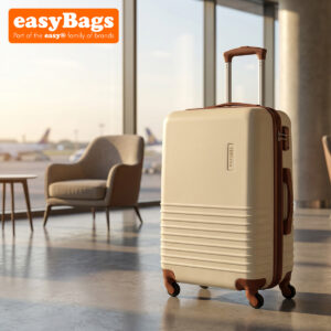Fergana 24 Inch Cabin Carry On ABS Hard Shell Suitcase Lightweight Spinner Luggage TSA Lock Beige