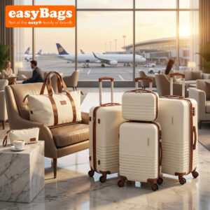 Fergana 6 Piece ABS Hard Shell Luggage Set Lightweight Spinner Suitcases TSA Lock Travel Set Beige