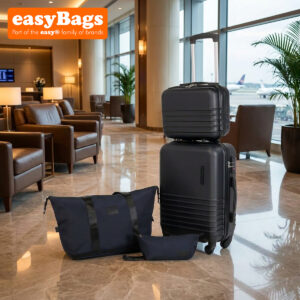 Fergana Cabin Luggage Set Carry On Spinner Suitcase TSA Lock Travel Set Black