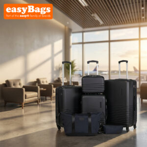 Fergana 6 Piece ABS Hard Shell Luggage Set Lightweight Spinner Suitcases TSA Lock Travel Set Black