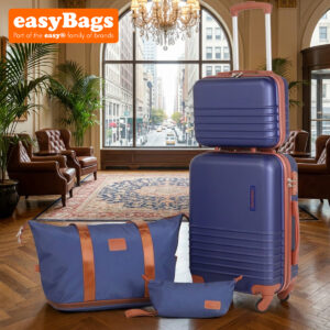 Fergana Cabin Luggage Set Carry On Spinner Suitcase TSA Lock Travel Set Navy