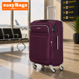 Fergana Soft Case Suitcase Lightweight Expandable Fabric Luggage with Spinner Wheels Telescopic Handle Purple 24 Inch