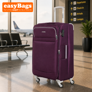 Fergana Soft Case Suitcase Lightweight Expandable Fabric Luggage with Spinner Wheels Telescopic Handle Purple 28 Inch