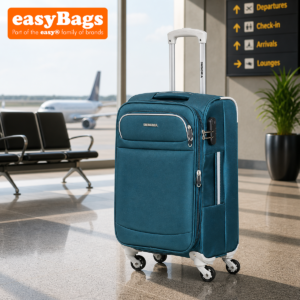 Fergana Soft Case Suitcase Lightweight Expandable Fabric Luggage with Spinner Wheels Telescopic Handle Teal 20 Inch