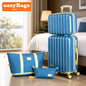 Fergana Cabin Polycarbonate Luggage Set Carry On Spinner Suitcase TSA Lock Travel Set Baby Blue