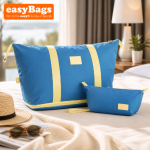 Stylish Duffel Bag & Toiletry Bag, Perfect Gym, Travel & Everyday Carry - Baby Blue