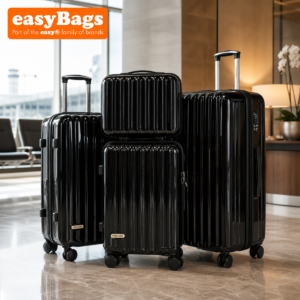 Fergana 4 Piece Polycarbonate Hard Shell Luggage Set Lightweight Spinner Suitcases TSA Lock Gloss Black