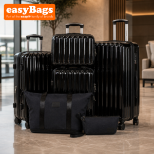 Fergana 6 Piece Hard Shell Luggage Set Lightweight Spinner Suitcases TSA Lock Travel Set Gloss Black