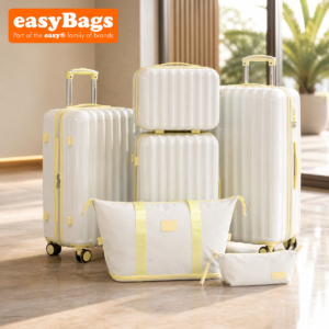 Fergana 6 Piece Hard Shell Luggage Set Lightweight Spinner Suitcases TSA Lock Travel Set White